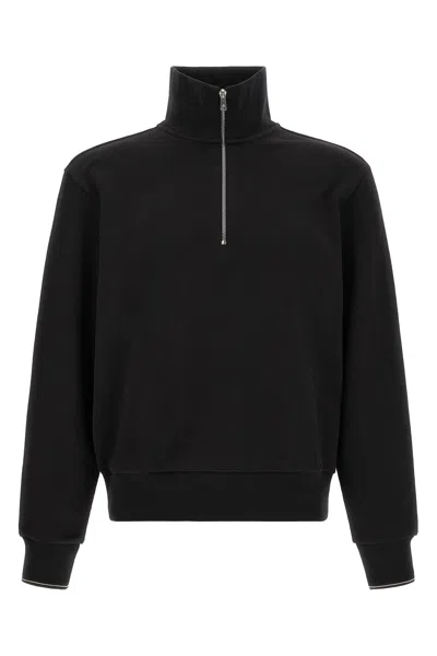 Hugo Boss Cotton Sweatshirt With Half Zip In Black