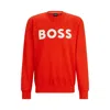 Hugo Boss Cotton Sweatshirt With Rubber-print Logo In Orange