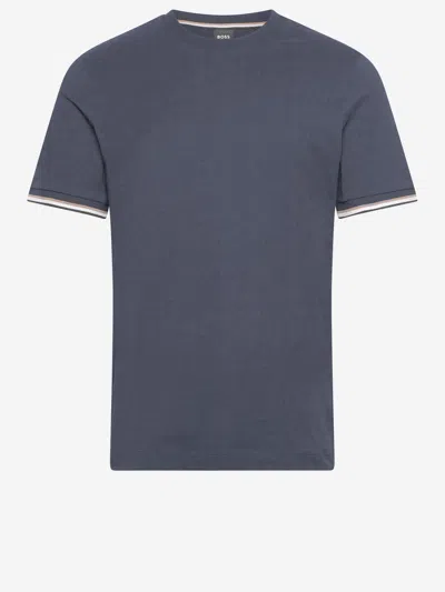 Hugo Boss Cotton T Shirt In Blue