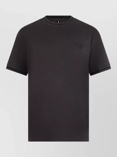 Hugo Boss Cotton T Shirt Embroidered Logo Front In Black