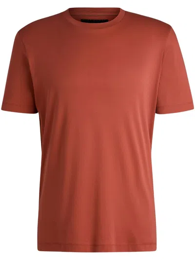 Hugo Boss Mercerized-cotton T-shirt With Two-tone Monogram Print In Red