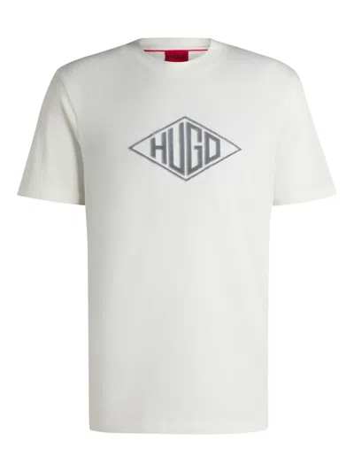 Hugo Boss Relaxed-fit T-shirt In Cotton With Embroidered Logo In White