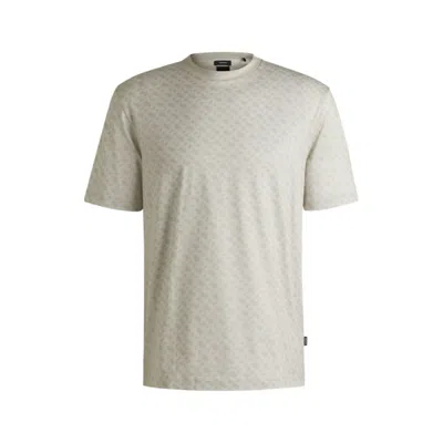 Hugo Boss Cotton T-shirt With All-over Printed Monograms In White