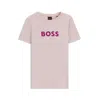 Hugo Boss Cotton T-shirt With Contrast Logo Stripe In Purple