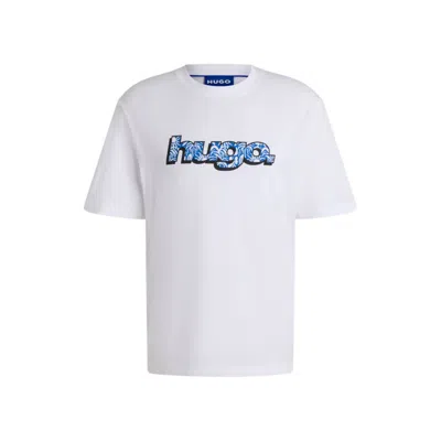 Hugo Boss Cotton T-shirt With Graphic Logo Print In White