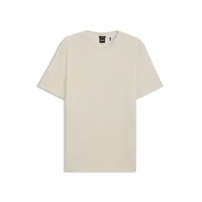 HUGO BOSS COTTON T-SHIRT WITH HERRINGBONE STRUCTURE