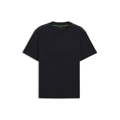 HUGO BOSS COTTON T-SHIRT WITH JACQUARD PATTERN