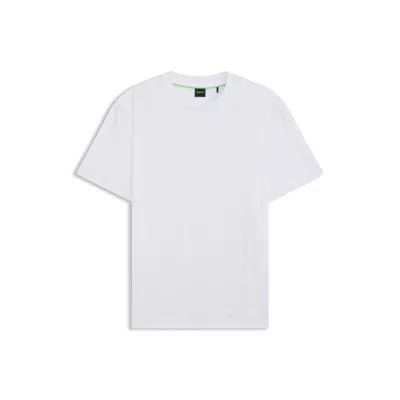 Hugo Boss Cotton T-shirt With Jacquard Pattern In White