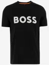 Hugo Boss Cotton-jersey T-shirt With Curved-logo Print In Black