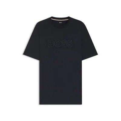 Hugo Boss Cotton T-shirt With Logo Artwork In Black
