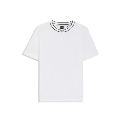 Hugo Boss Cotton Jersey T-shirt With Striped Logo Graphic In White