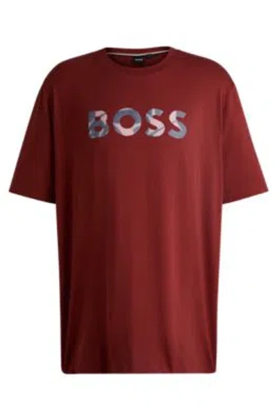 Hugo Boss Cotton T-shirt With New-season Logo In Light Brown