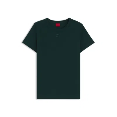 Hugo Boss Cotton T-shirt With Stacked-logo Embroidery In Green