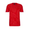 Hugo Boss Cotton T-shirt With Two-tone Monstera-leaf Pattern In Red