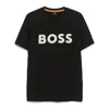 Hugo Boss Cotton-jersey T-shirt With Curved-logo Print In Black