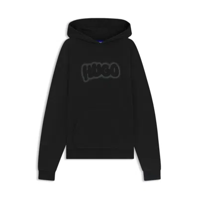 Hugo Boss Cotton-terry Hoodie With Airbrush Logo In Black