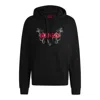 Hugo Boss Cotton-terry Hoodie With Animal Graphic Prints In Black