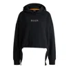 Hugo Boss Cotton-terry Hoodie With Crystal-studded Logo In Black