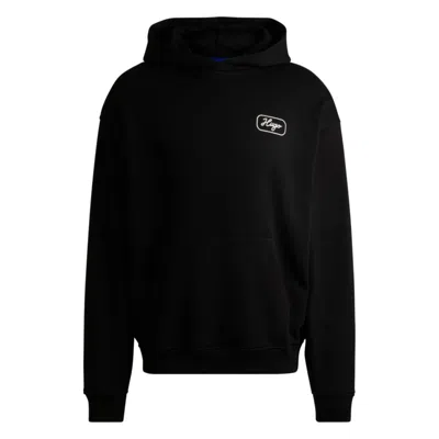 Hugo Boss Cotton-terry Hoodie With Embroidered Artwork In Black