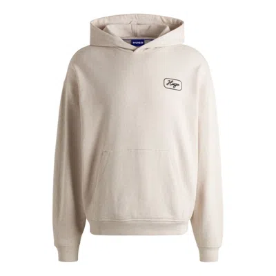 Hugo Boss Cotton-terry Hoodie With Embroidered Artwork In White