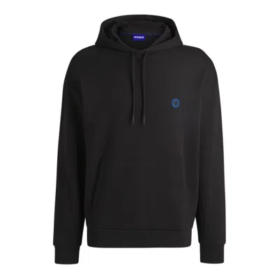 Hugo Boss Cotton-terry Hoodie With Happy Hugo Logo In Black