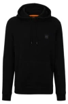 Hugo Boss Cotton-terry Hoodie With Logo Patch In Black