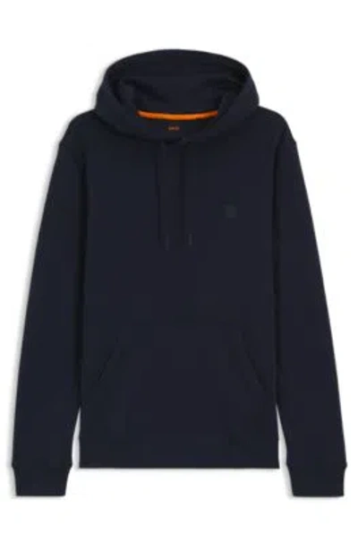 HUGO BOSS COTTON-TERRY HOODIE WITH LOGO PATCH