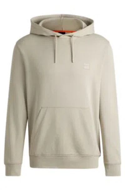 Hugo Boss Wetalk Mens Pullover Hoodie With Logo Patch In Neutral