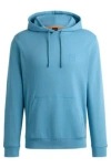 Hugo Boss Cotton-terry Hoodie With Logo Patch In Blue