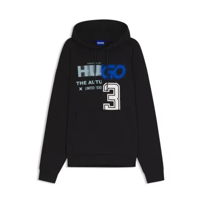 Hugo Boss Cotton-terry Hoodie With Mixed Artwork Print