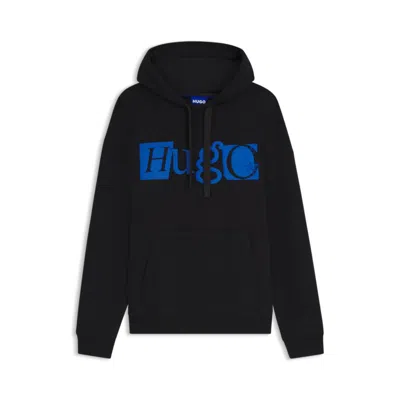 Hugo Boss Cotton-terry Hoodie With Puff-print Logo In Black