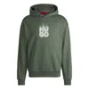 Hugo Boss Cotton-terry Hoodie With Stacked Smoke Logo Print In Green