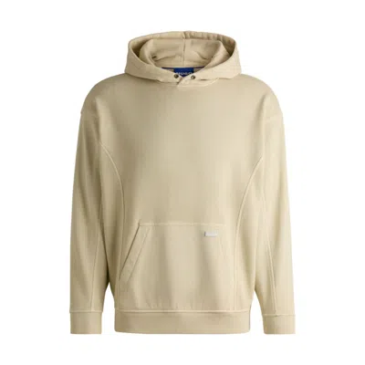 Hugo Boss Cotton-terry Hoodie With Vintage Eyelets In Beige