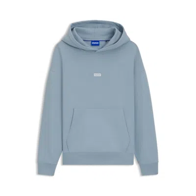 Hugo Boss Cotton-terry Loose-fit Hoodie With Logo Details In Blue