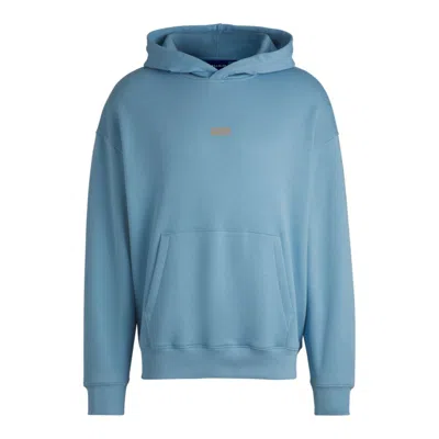 Hugo Boss Cotton-terry Loose-fit Hoodie With Logo Details In Blue