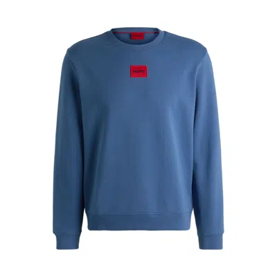 Hugo Boss Cotton-terry Regular-fit Sweatshirt With Logo Label In Blue