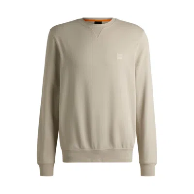 Hugo Boss Cotton-terry Regular-fit Sweatshirt With Logo Patch In Neutral