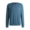 Hugo Boss Cotton-terry Relaxed-fit Sweatshirt With Logo Patch In Blue