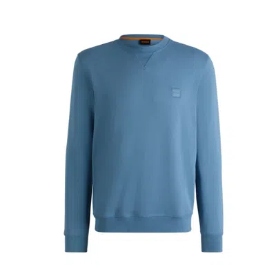HUGO BOSS COTTON-TERRY REGULAR-FIT SWEATSHIRT WITH LOGO PATCH