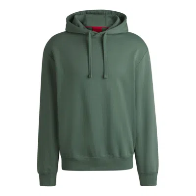 Hugo Boss Cotton-terry Relaxed-fit Hoodie With Logo Print In Green