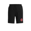 Hugo Boss Cotton-terry Relaxed-fit Shorts With Logo Print In Black
