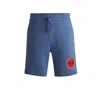 Hugo Boss Cotton-terry Relaxed-fit Shorts With Logo Print In Blue