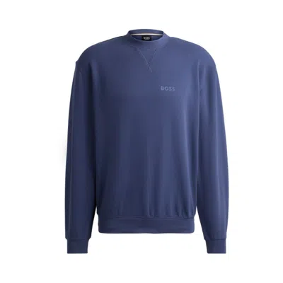 HUGO BOSS COTTON-TERRY RELAXED-FIT SWEATSHIRT WITH FLOCKED LOGO