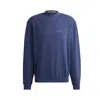 Hugo Boss Cotton-terry Relaxed-fit Sweatshirt With Flocked Logo In Blue