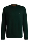 Hugo Boss Cotton-terry Relaxed-fit Sweatshirt With Logo Patch In Open Green 350