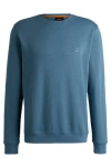 Hugo Boss Cotton-terry Relaxed-fit Sweatshirt With Logo Patch In Light Blue