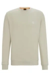 Hugo Boss Cotton-terry Relaxed-fit Sweatshirt With Logo Patch In Light Beige