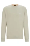 Hugo Boss Cotton-terry Relaxed-fit Sweatshirt With Logo Patch In Neutral