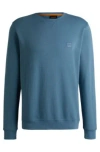 Hugo Boss Cotton-terry Relaxed-fit Sweatshirt With Logo Patch In Light Blue