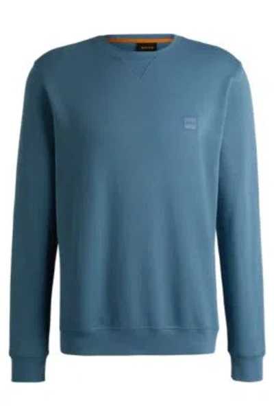 HUGO BOSS COTTON-TERRY RELAXED-FIT SWEATSHIRT WITH LOGO PATCH